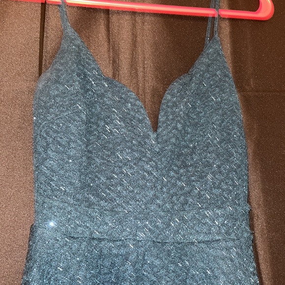 sparkly dark green mini adjustable strapped dress - Picture 4 of 5